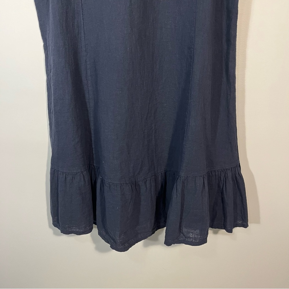 Terzo Millennio Italy Linen Cotton Midi Dress Navy Casual Sleeveless Size XL - Picture 3 of 12